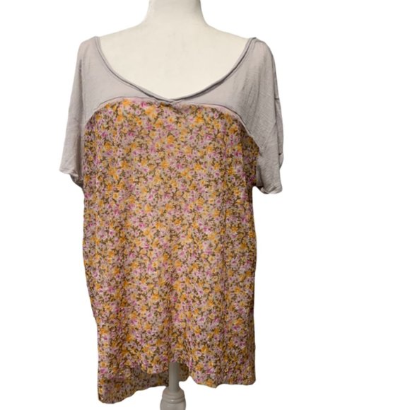 Free People Tops - Free People Floral Lace Sheer High Low Button Back Top Large